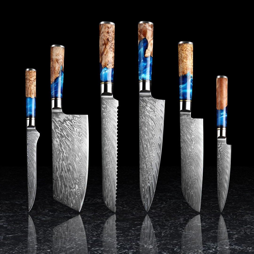 Aotsuki (青月) Sets - Japanese Damascus Steel Chef’s Knives