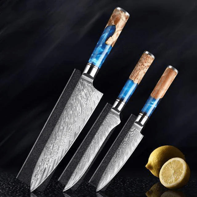 Aotsuki (青月) Sets - Japanese Damascus Steel Chef’s Knives