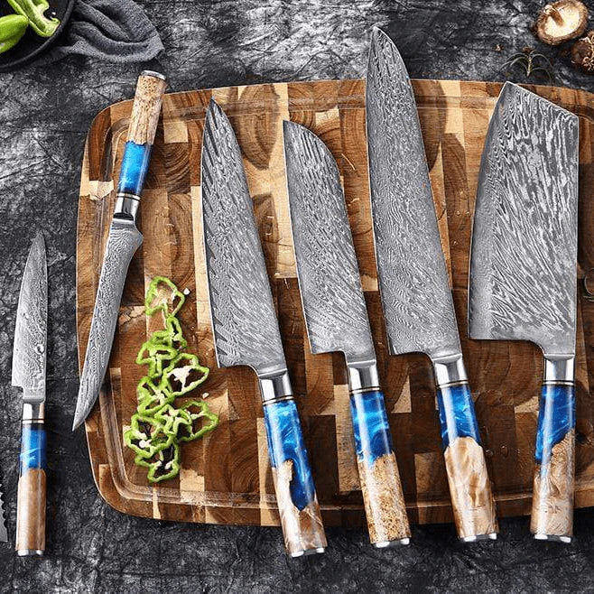 Aotsuki (青月) Sets - Japanese Damascus Steel Chef’s Knives