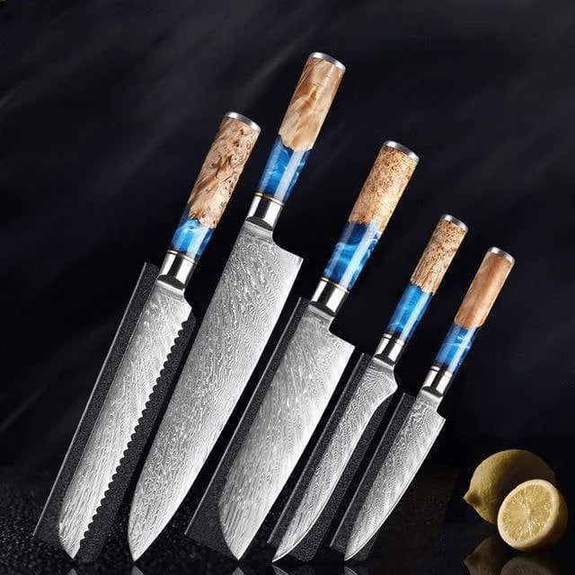 Aotsuki (青月) Sets - Japanese Damascus Steel Chef’s Knives